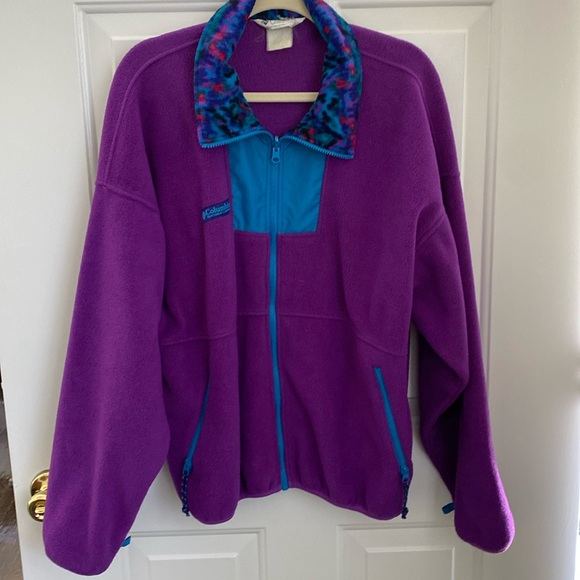 Vintage 90’s Columbia Aztec Purple Fleece Full Zip. Size Large - Picture 2 of 12